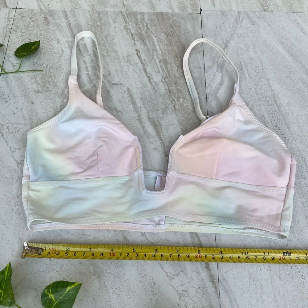 Nasty Gal Swimsuit NEW Top SMALL Cutout Bathing suit Pink Underwire Bikini beige
